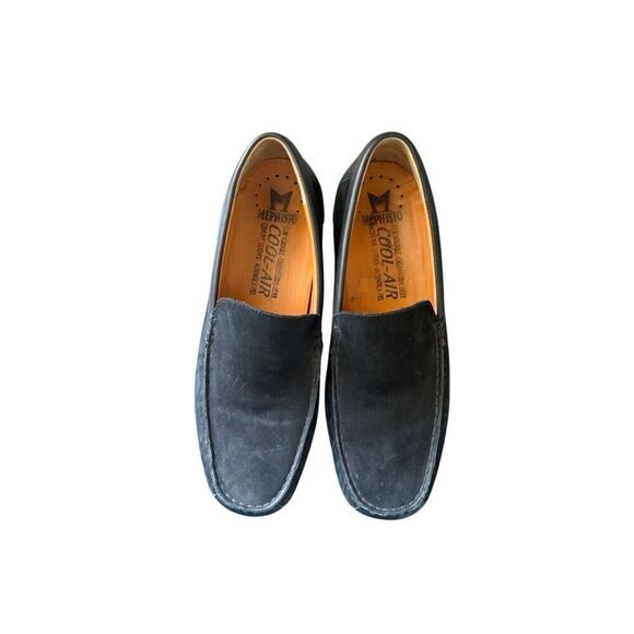 Mephisto Baduard Mens Black Cool Air Nubuck Leather Slip On Loafers Size 10